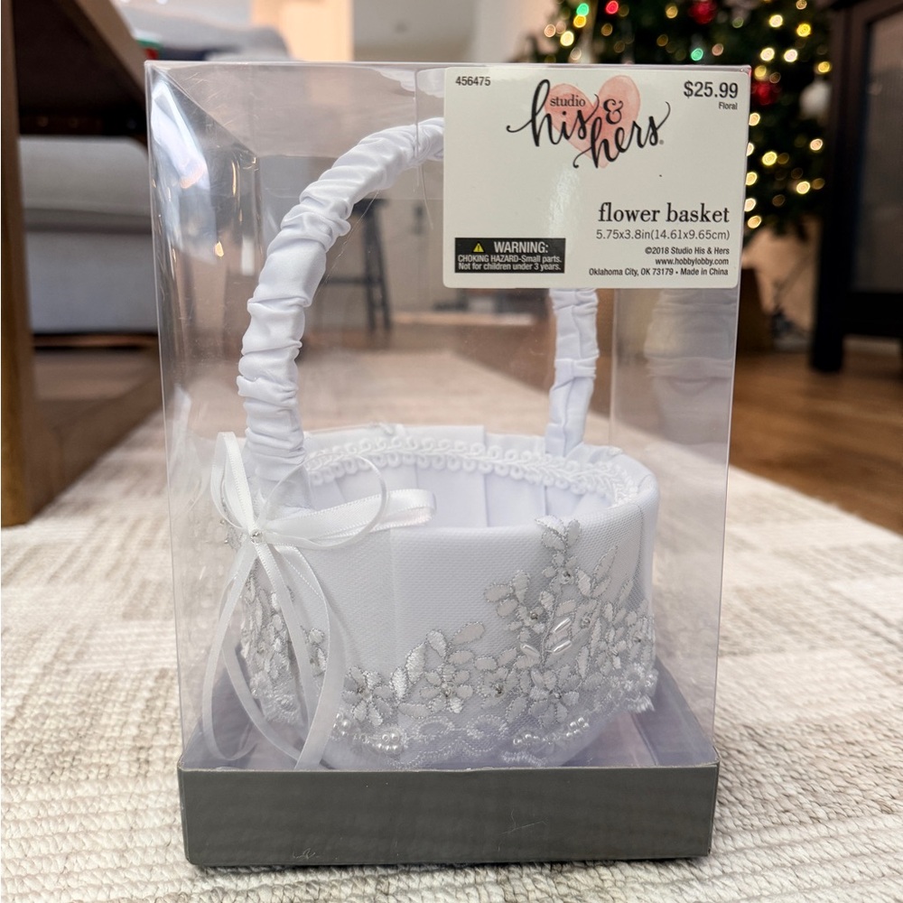 Studio His & Hers White Flower Basket